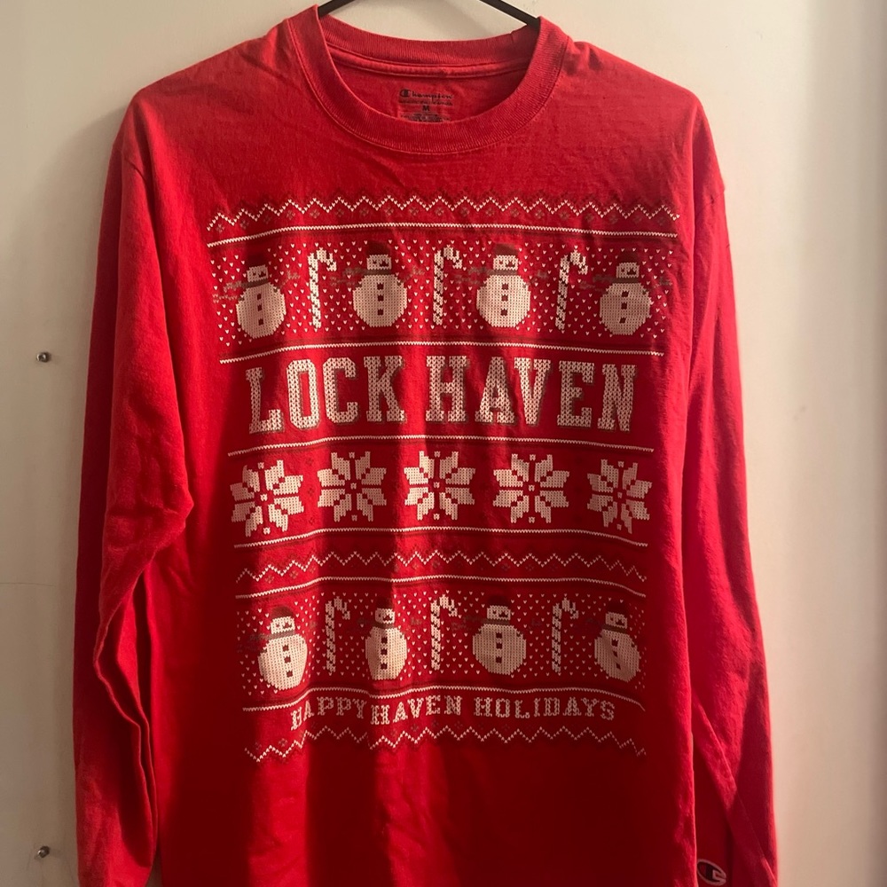Long sleeved Christmas t-shirt from Lock Haven University.